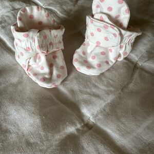 Pink Polka Dot Baby Booties